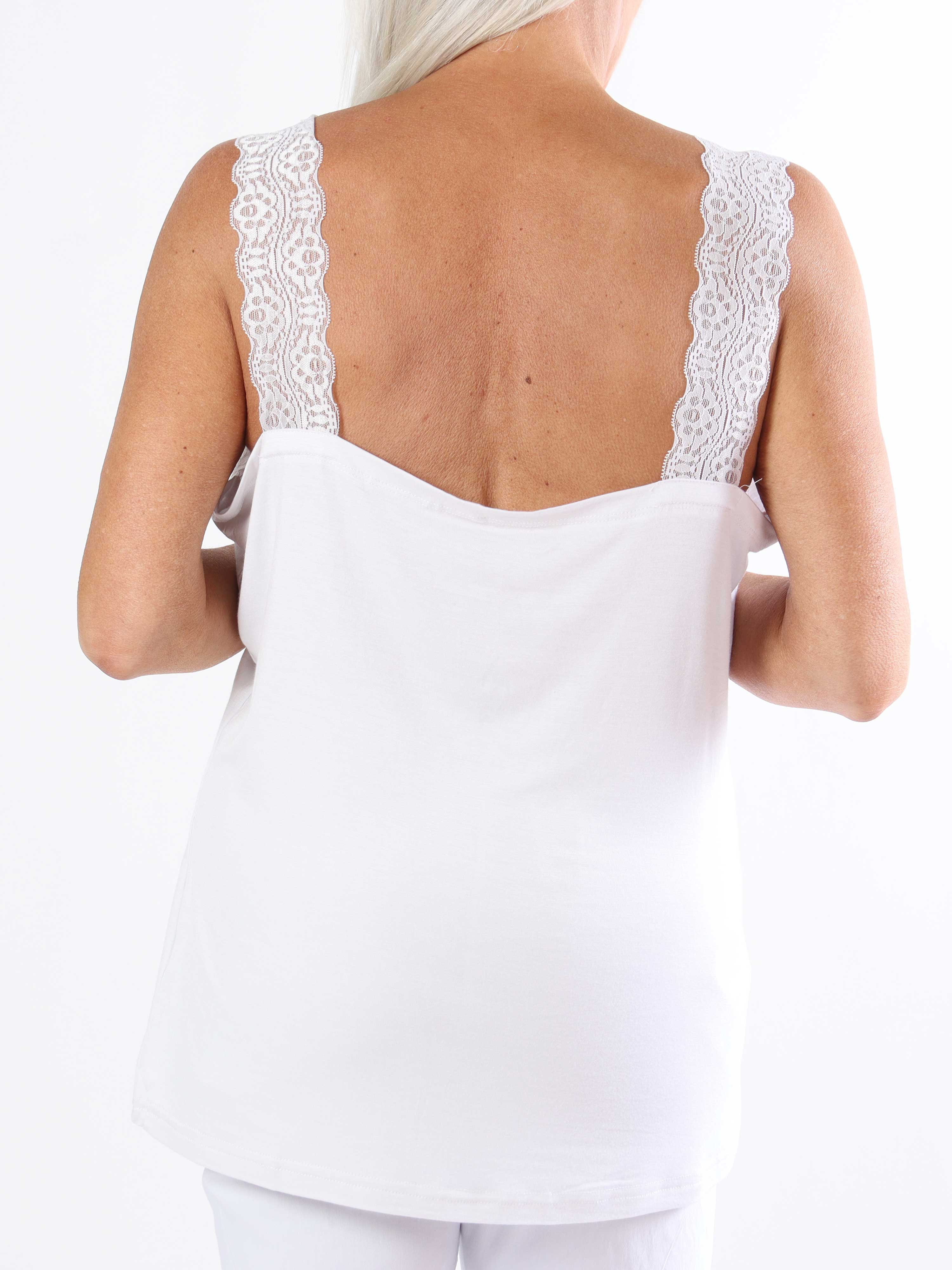 Florina - Basis plus size top i viskose med blondestropper